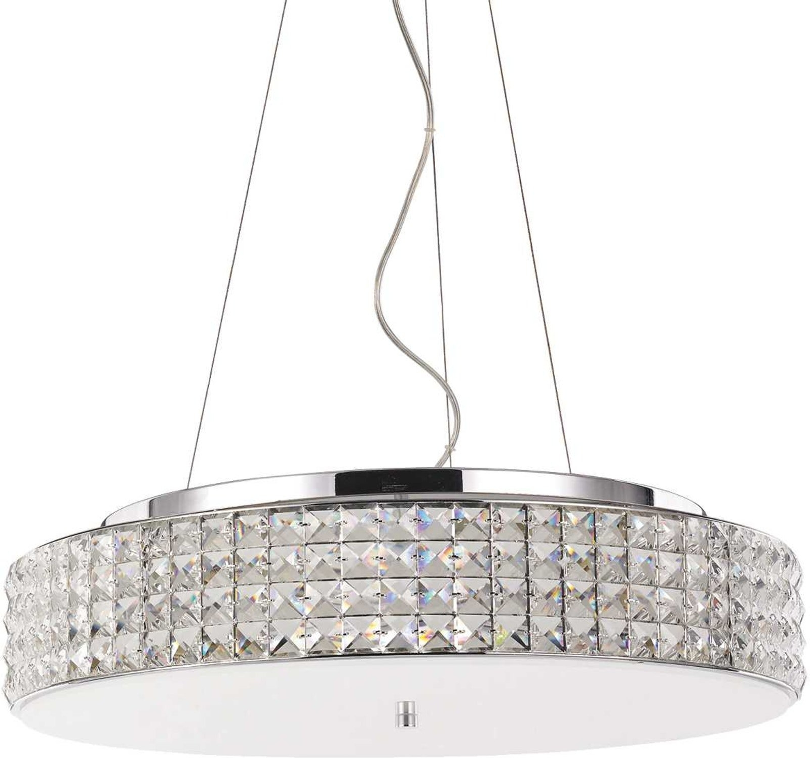 Elegant Pendel Lampe i Hvid Krom med Krystalelementer