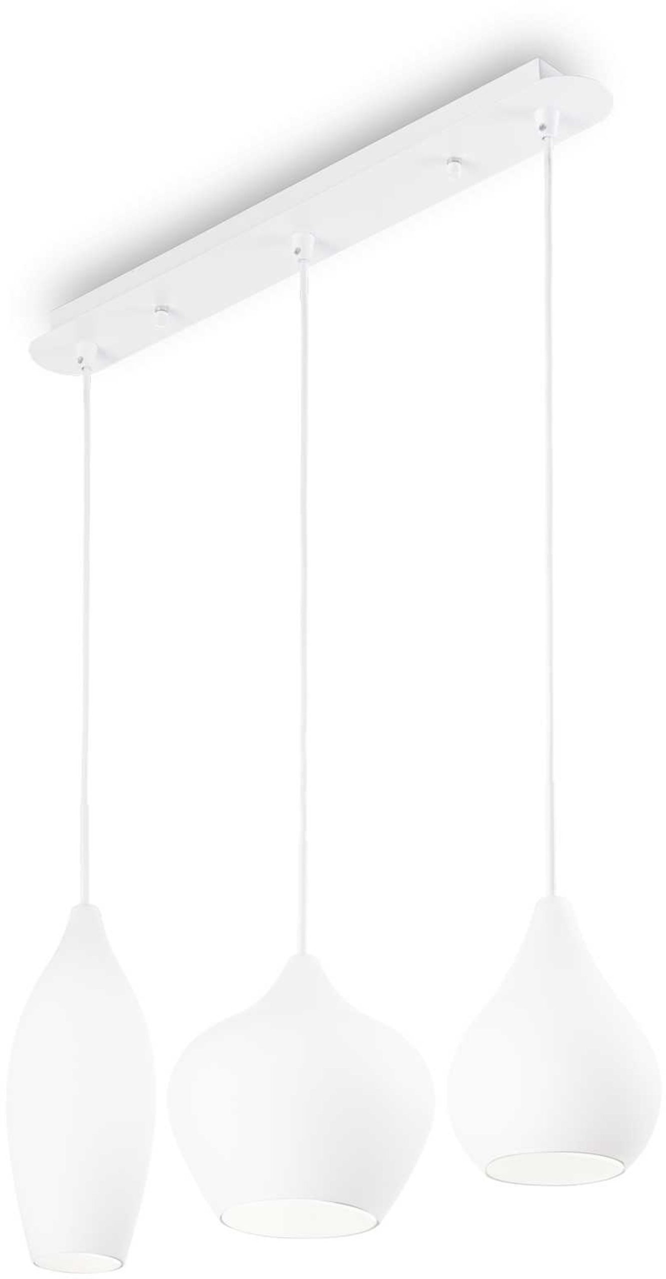 Pendel Lampe Ideal Lux Soft Hvid Metal Og Glas      E14  L600 Mm Justerbar H400-1130 Mm  ø120-200 Mm