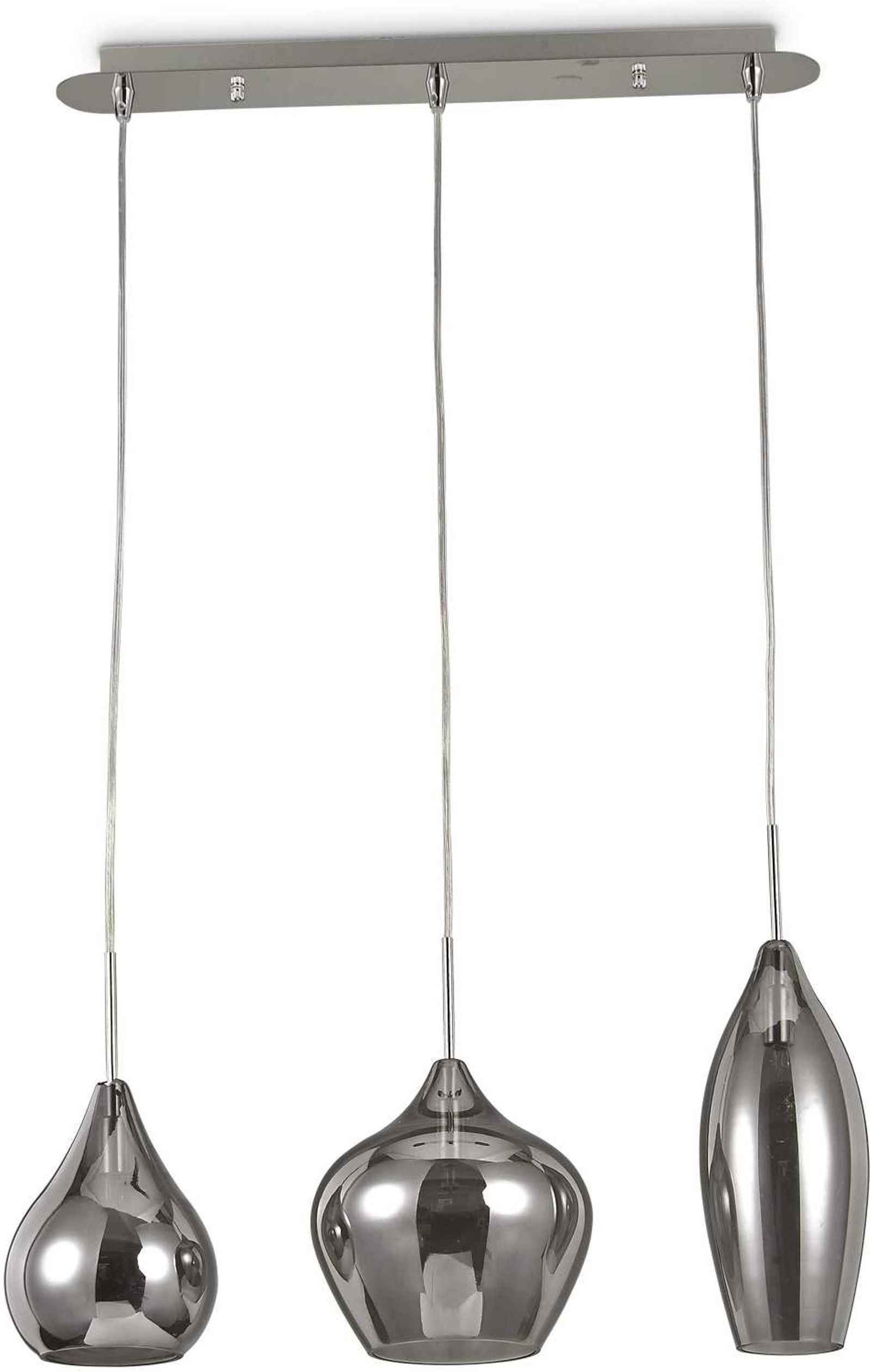 Pendel Lampe Ideal Lux Soft 600 Mm Justerbar Røgfarvet Glas Og Krom