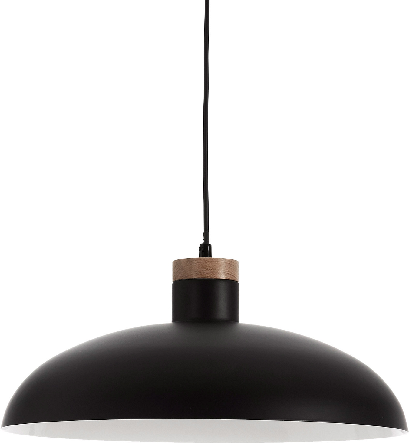 Pendel Lampe Kave Home Gotram Nordisk Moderne Hængelampe Sort Og Natur ø38 Cm Metal Skærm Med Bøgetræ E27