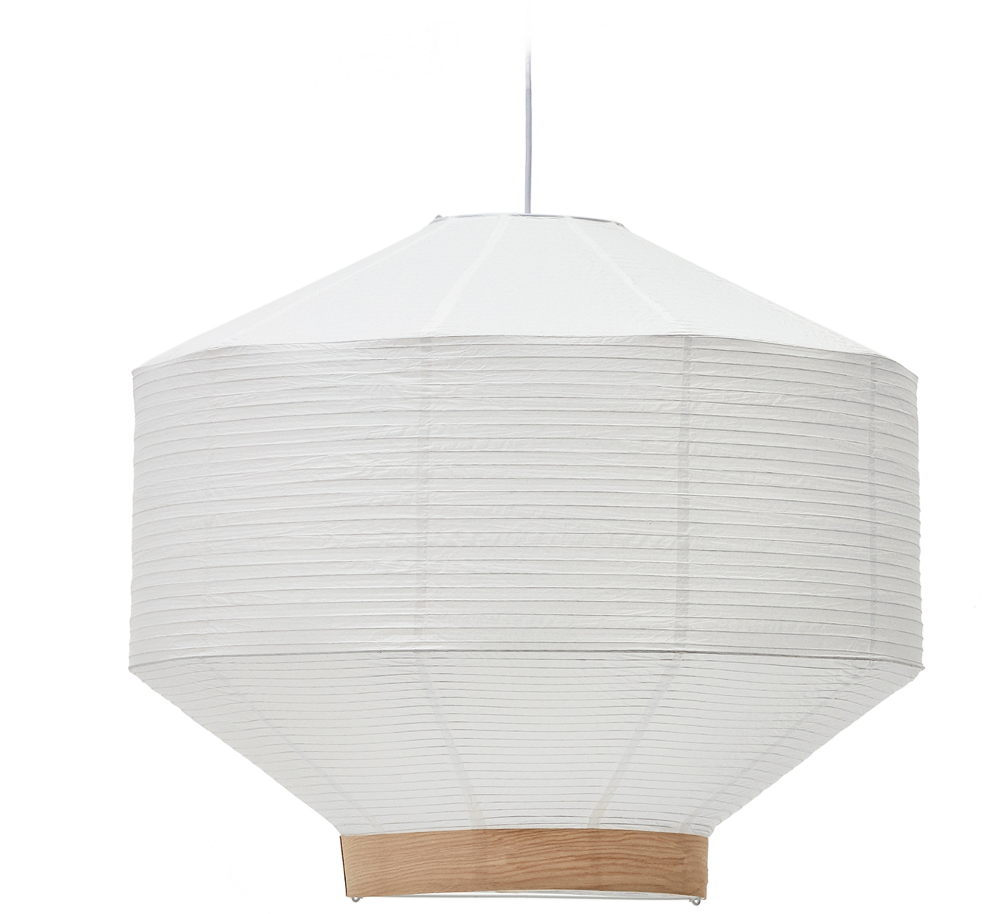 Hila Pendel Lampe i Hvid Papir og Egefinér fra Kave Home