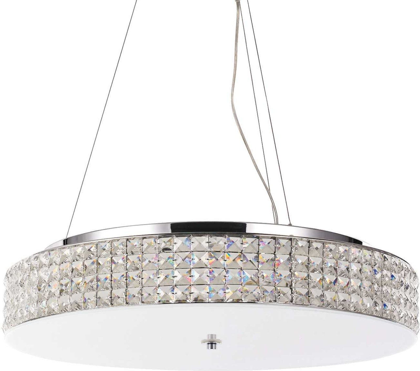 Pendellampe Ideal Lux Roma – Hvid Krom med Krystaller