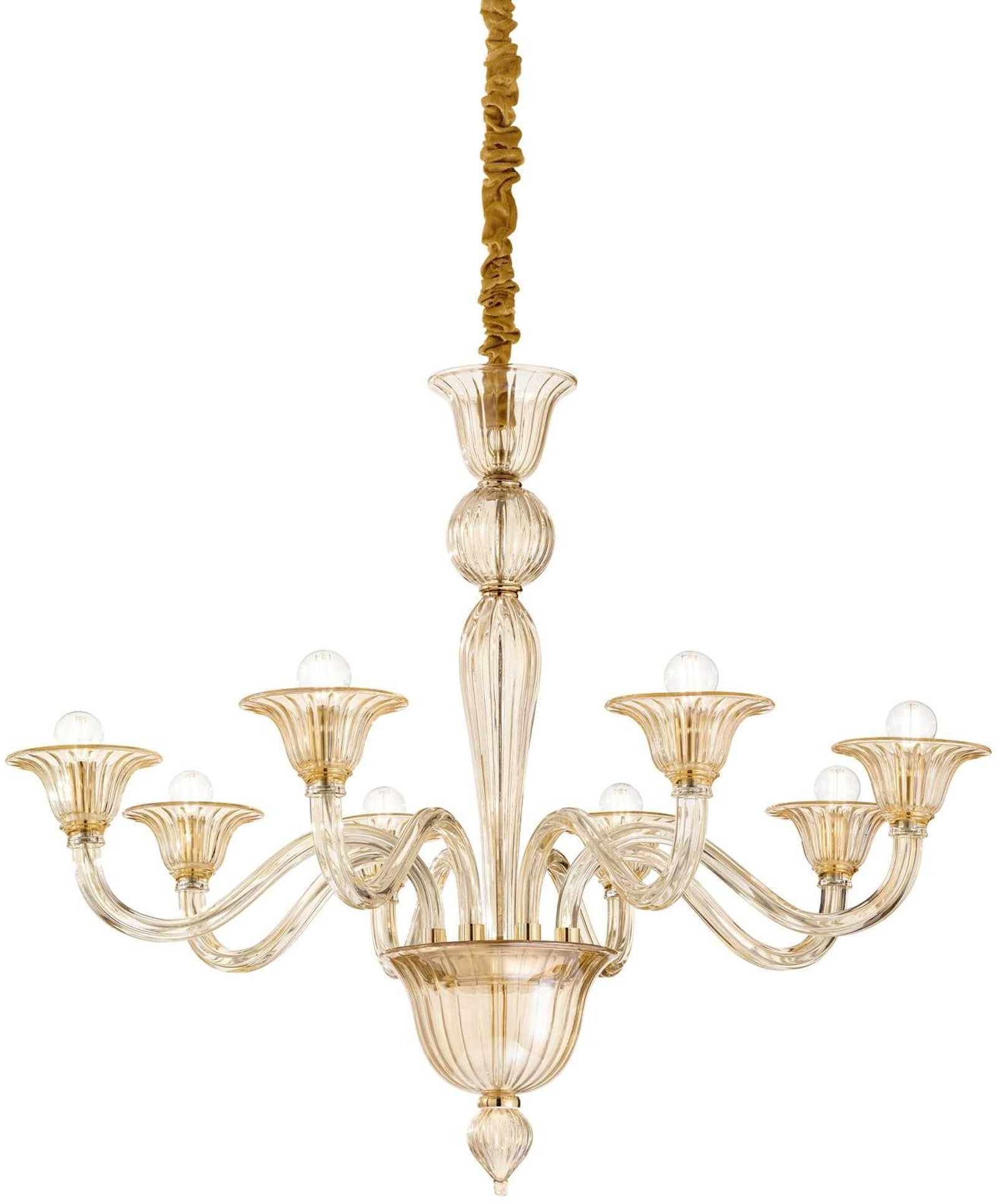 Pendellampe Brigitta Ø89 cm i Rav og Guld – Elegant Belysning