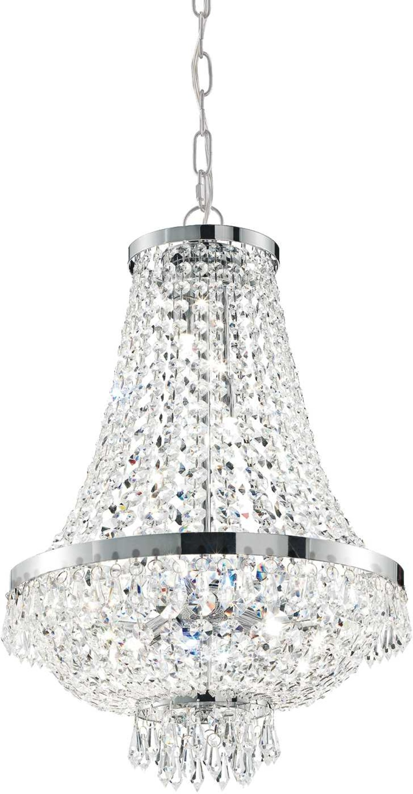 Elegant Caesar Pendellampe i Krom med Krystaller