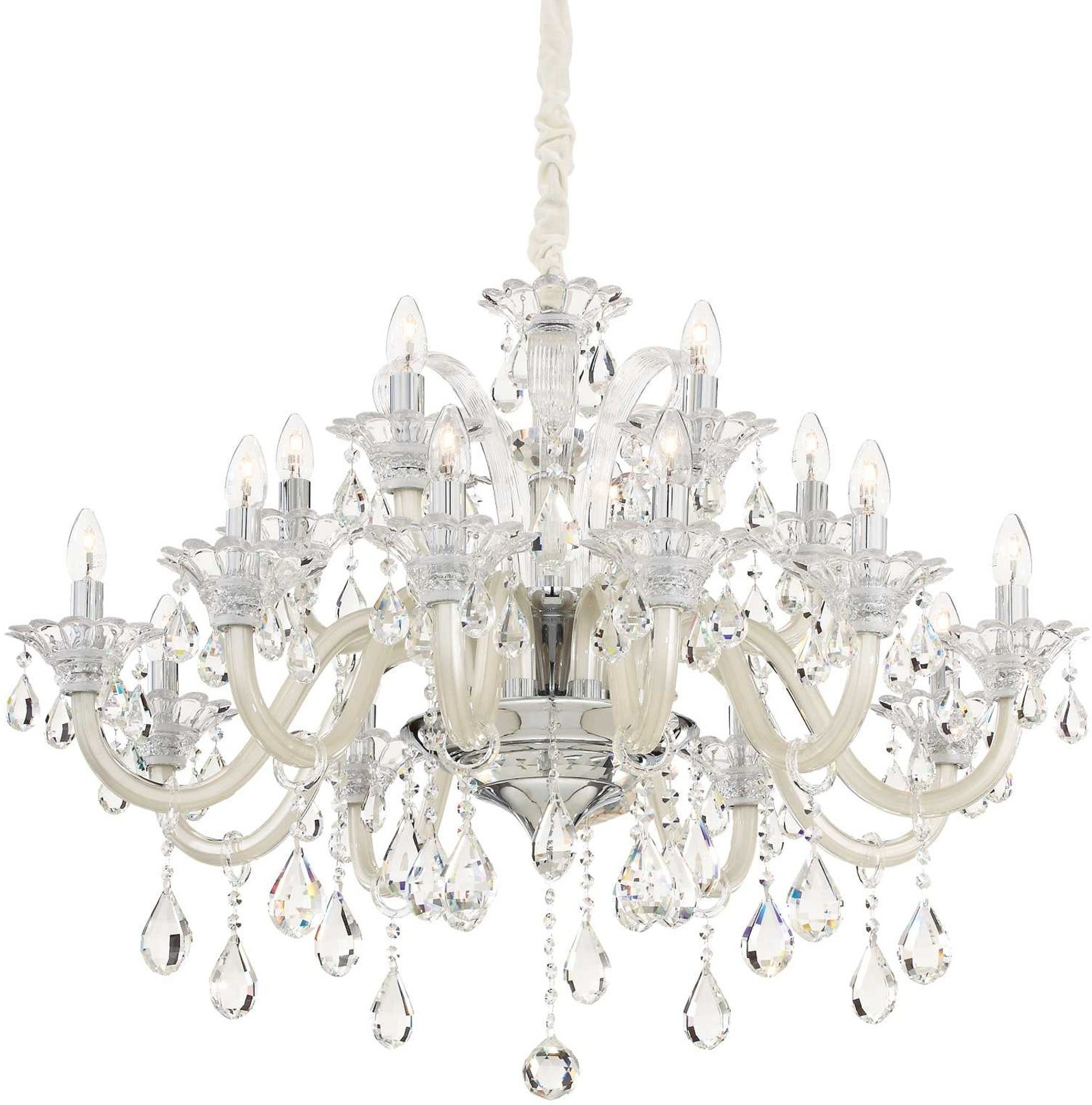 Pendellampe Ideal Lux Colossal 95 cm - Elfenben & Krom