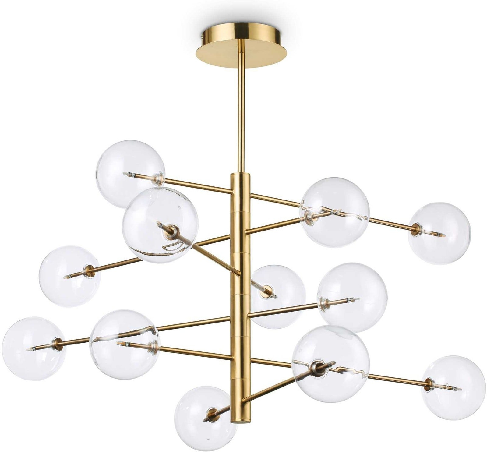 Elegant Pendellampe i Messing med Glaskugler – Stilfuld Belysning