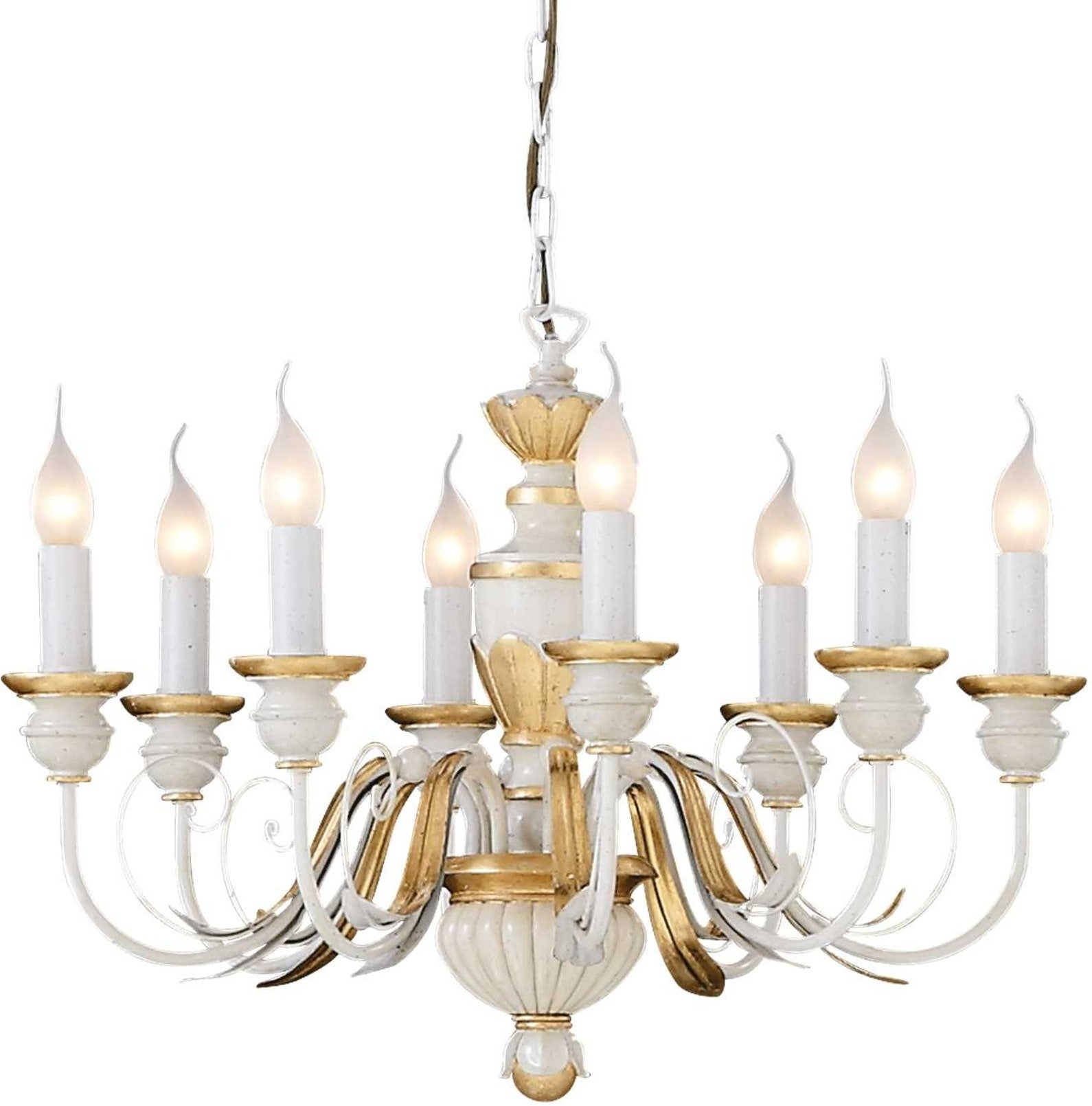 Elegant Pendellampe i Hvid med Bladguld - Ideal Lux Firenze