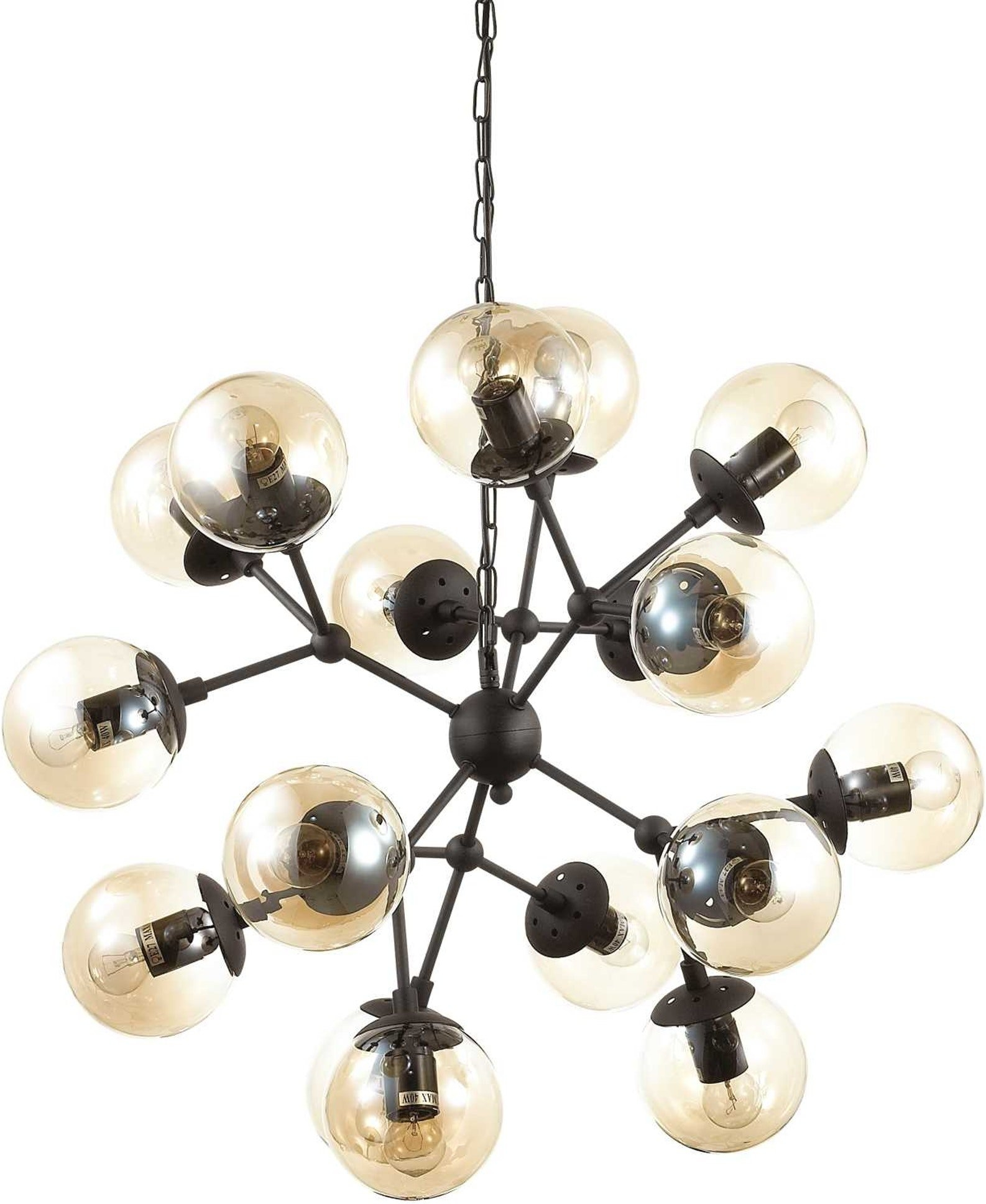 Pendellampe Ideal Lux Kepler i Matsort med Ravglasdiffusorer