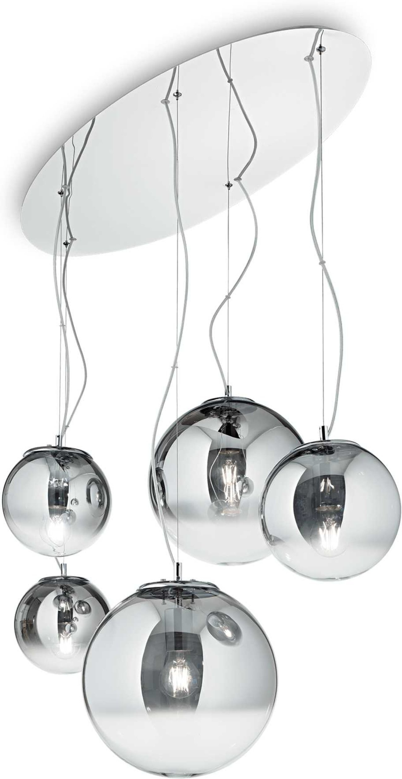 Pendellampe Ideal Lux Mapa Fade  -armet Krom Og Glas Justerbar Højde 350 1100 Mm
