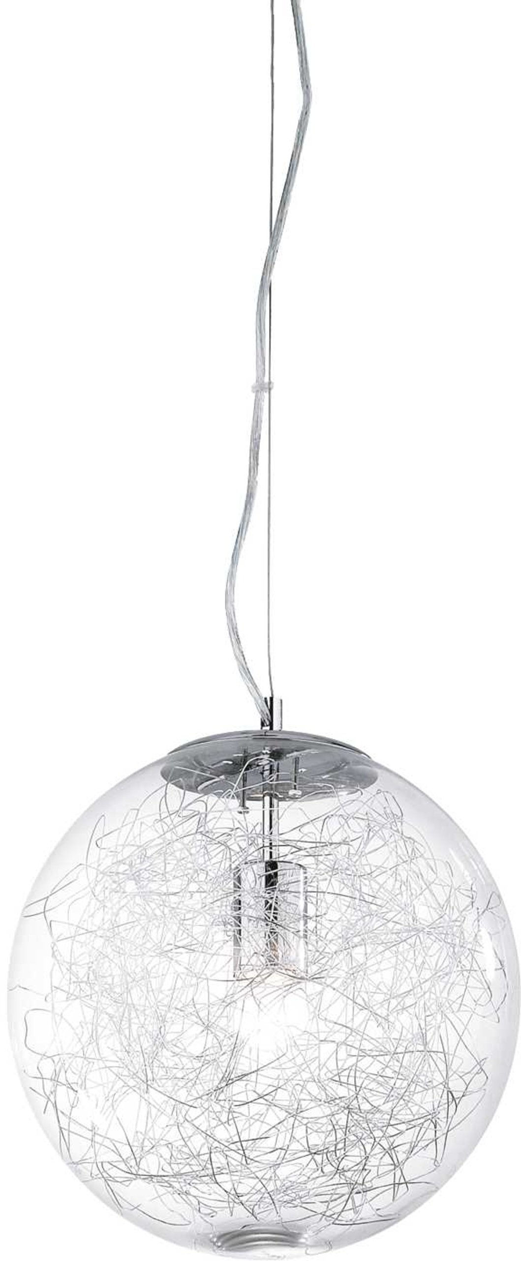 Pendellampe Ideal Lux Mapa Max i Krom med Klarglasdiffusor