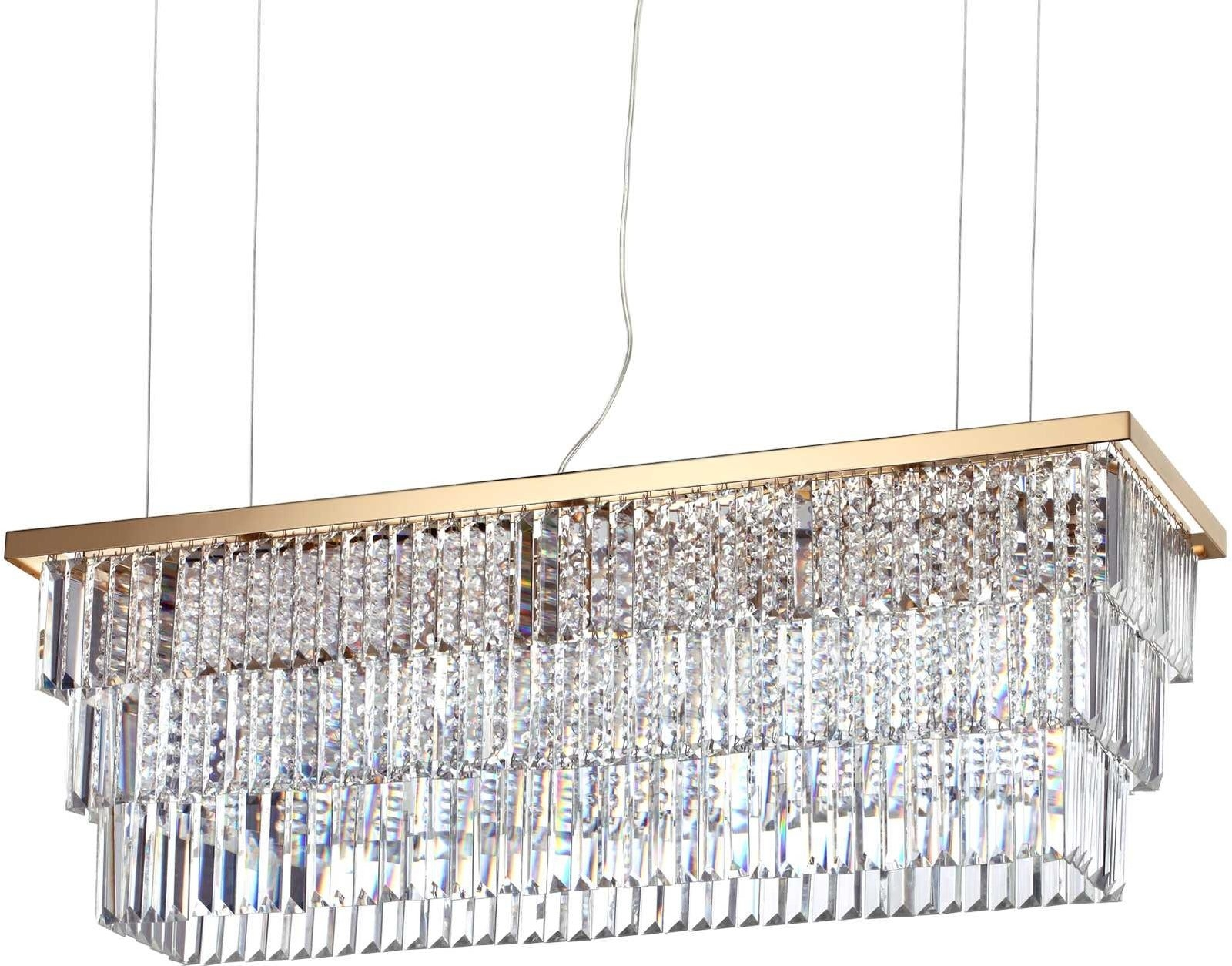 Elegant Pendellampe i Guldfarvet Metal og Glas