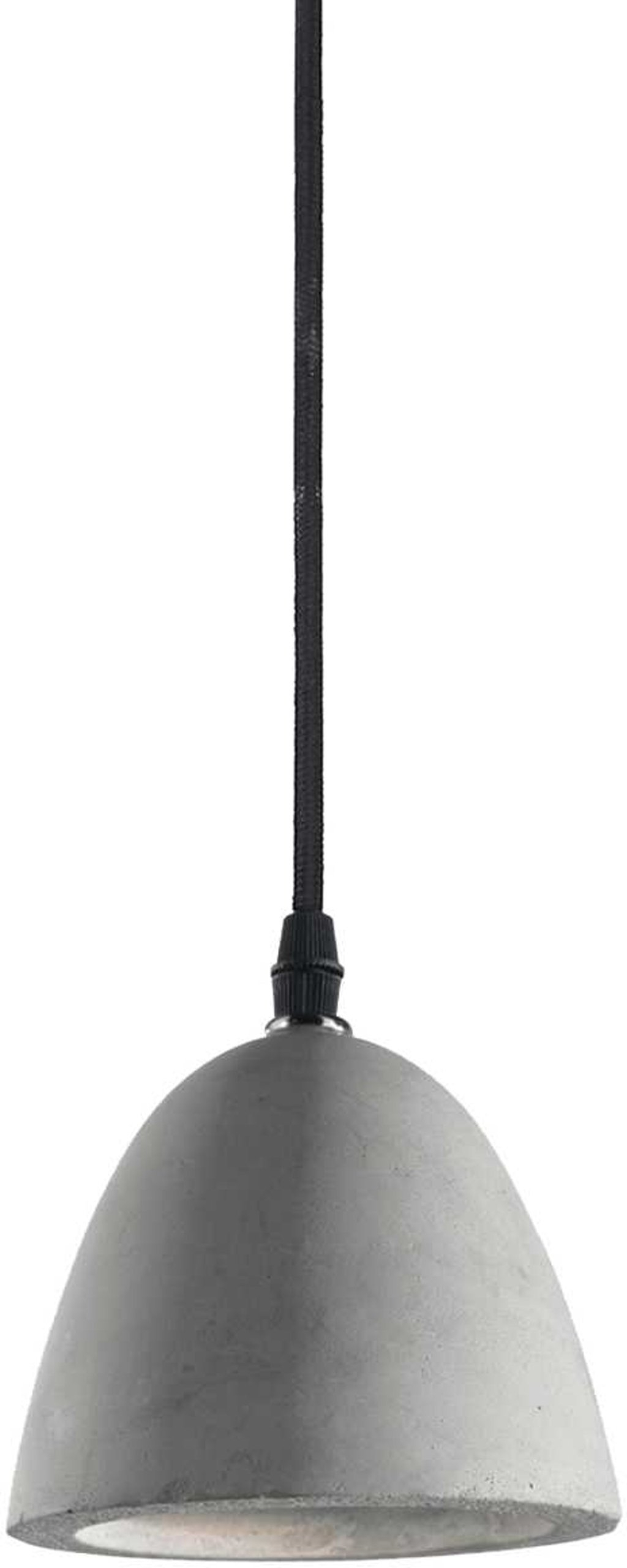 Pendellampe Ideal Lux Oil   Beton Og Mat Sort ø120 Med 12m Stofkabel Gu10