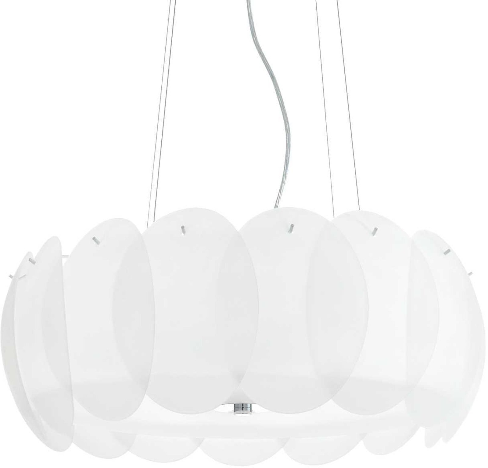 Elegant Justerbar Pendellampe i Hvid Glas - Ovalino
