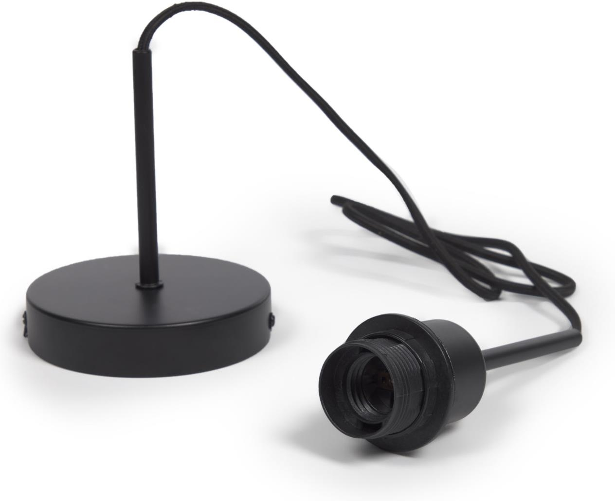 Pendelophæng Kave Home Fulvia Sort Metal Loftfatning Med Stofkabel E27-sokkel H188 ø12 Cm