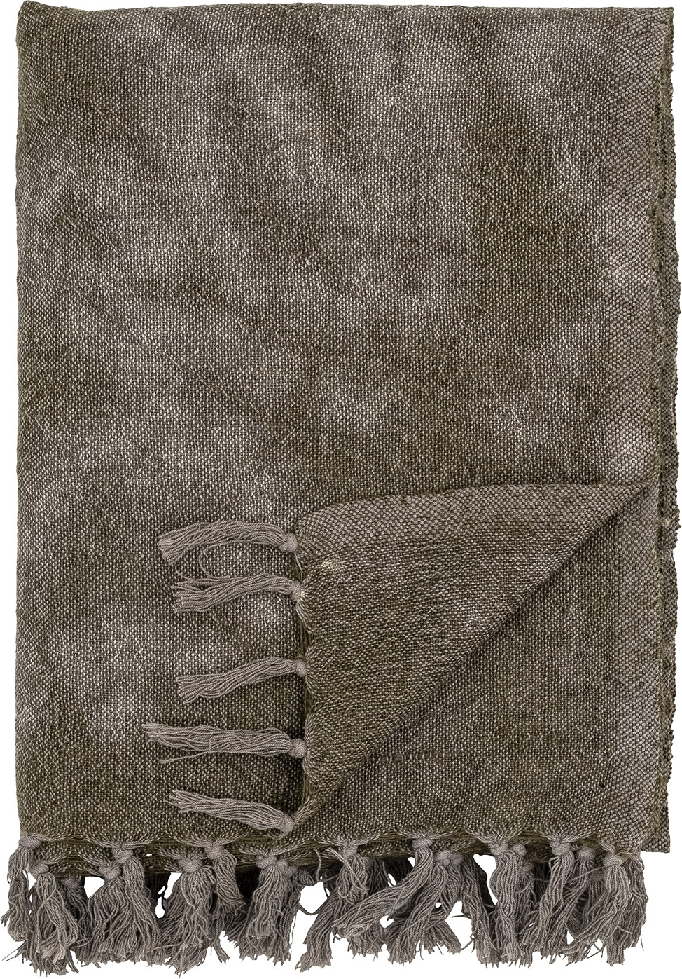 Plaid Bloomingville Ginger Grøn Uldtæppe 125x150 Cm Med Frynser