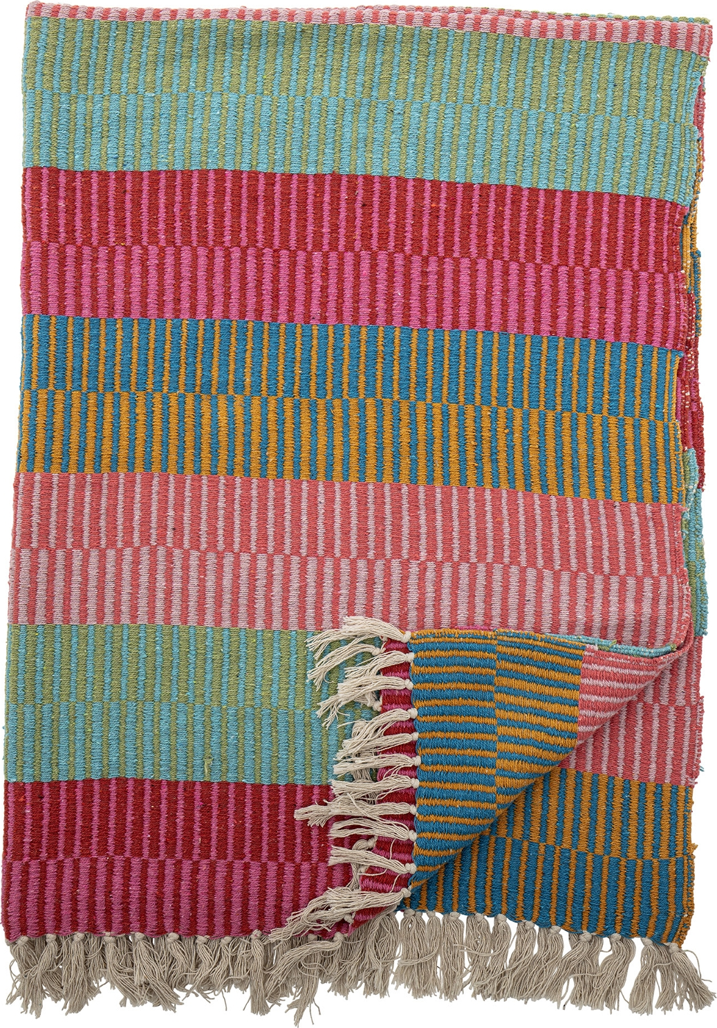 Plaid Creative Collection Isnel Genbrugt Bomuld 130   160 Cm Grøn Multifarvet Hyggetæppe