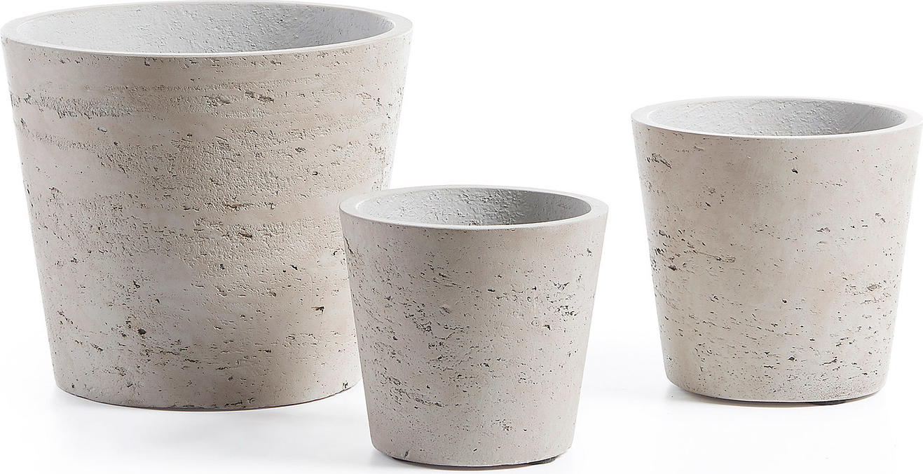Plantepottesæt Kave Home Lux Stk Cement ø14 ø16 ø23 Cm Grå