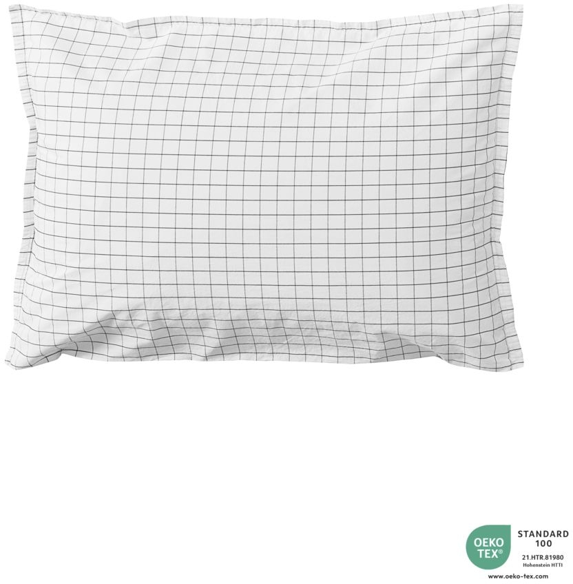 Pudebetræk Bynord Erika økologisk Bomuld Percale 50x70 Cm Snow    Coal Oeko-tex 100-certificeret