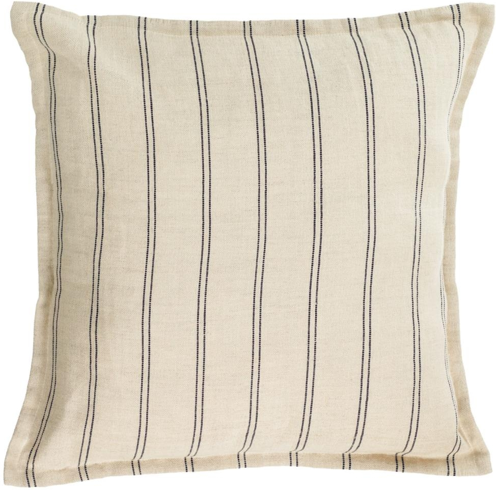 Pudebetræk Kave Home Emeli 45x45 Cm 100 Linned Beige Sort Nordisk Stil