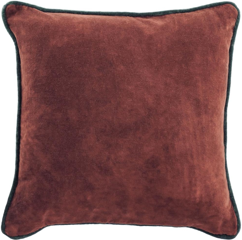Pudebetræk Kave Home Julina Bomuldsvelour Rød 45x45 Cm Med Kontrastkant