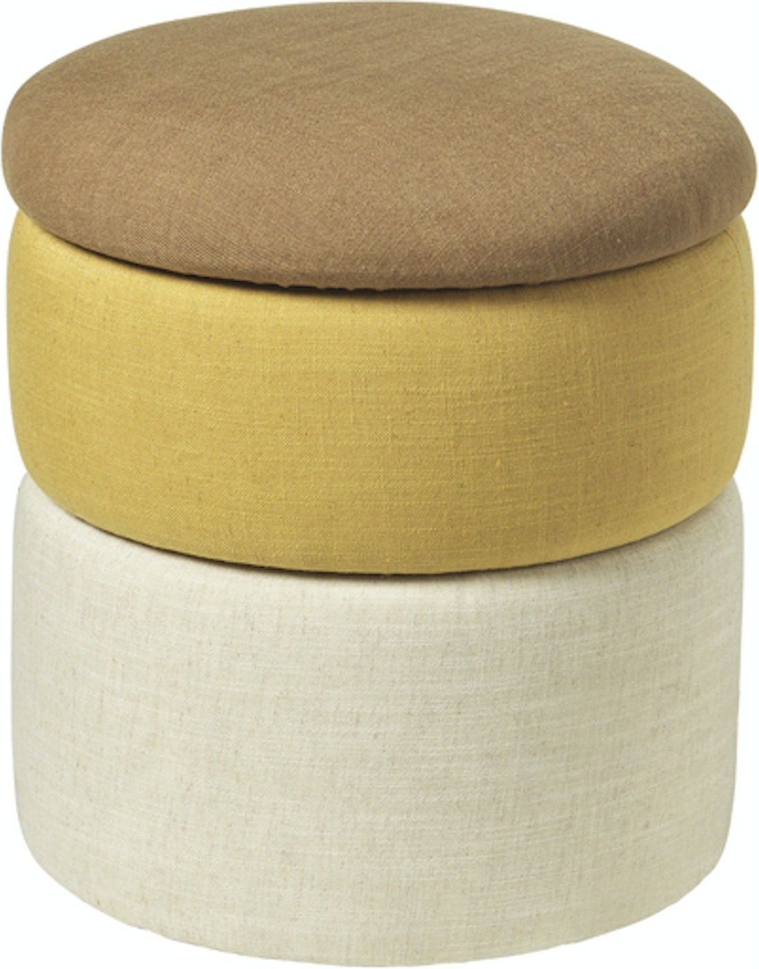 Stilfuld Puf fra Broste Copenhagen - Pond Ø38 cm, Brun/Gul/Hvid