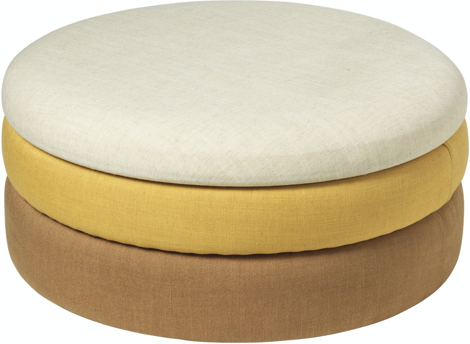 Puf Broste Copenhagen Pond – Hvid, Gul, Brun Ø68 cm