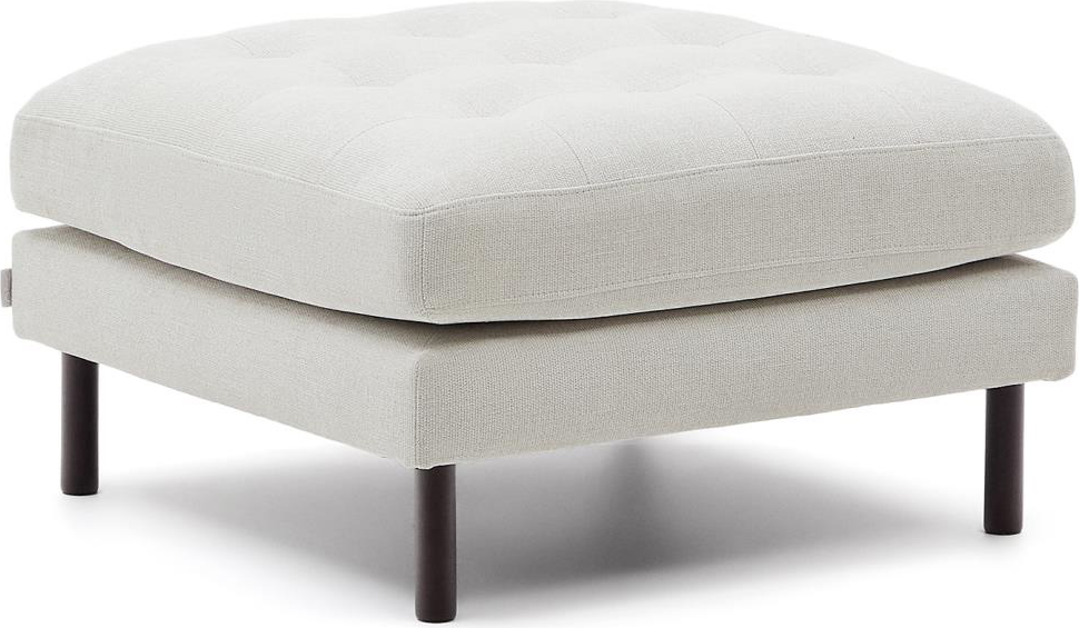 Puf Kave Home Debra Fodskammel Vintage Lysegrå 80 80 49 Cm Sorte Bøgetræsben