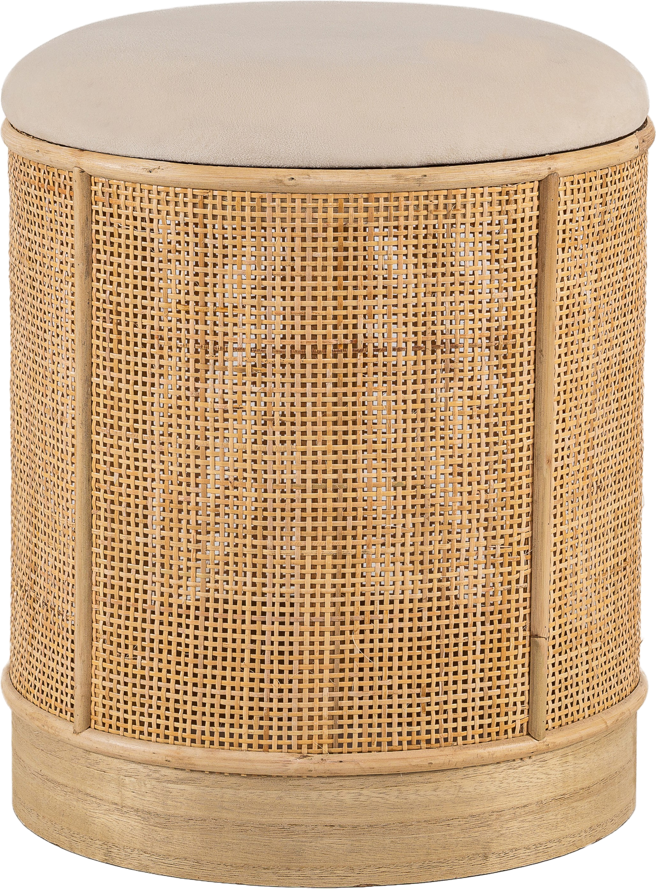 Puf Nordlys Furniture Chuo Håndvævet Rattan Fodskammel ø35ã H44 Cm Beige Velour