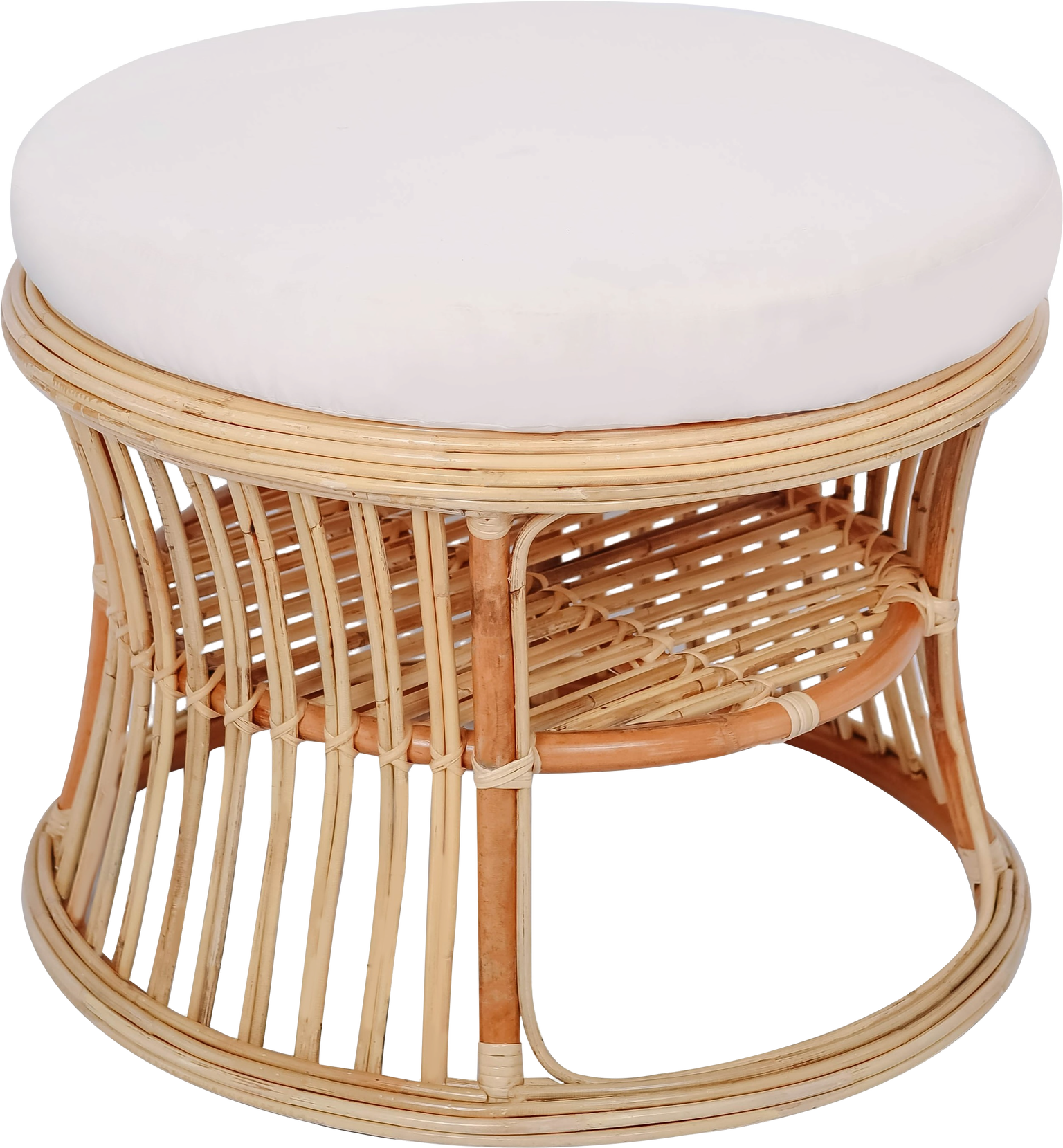 Puf Skammel Nordlys Furniture Seram Rund Rattan ø70   H52   Cm Beige Med Hylde