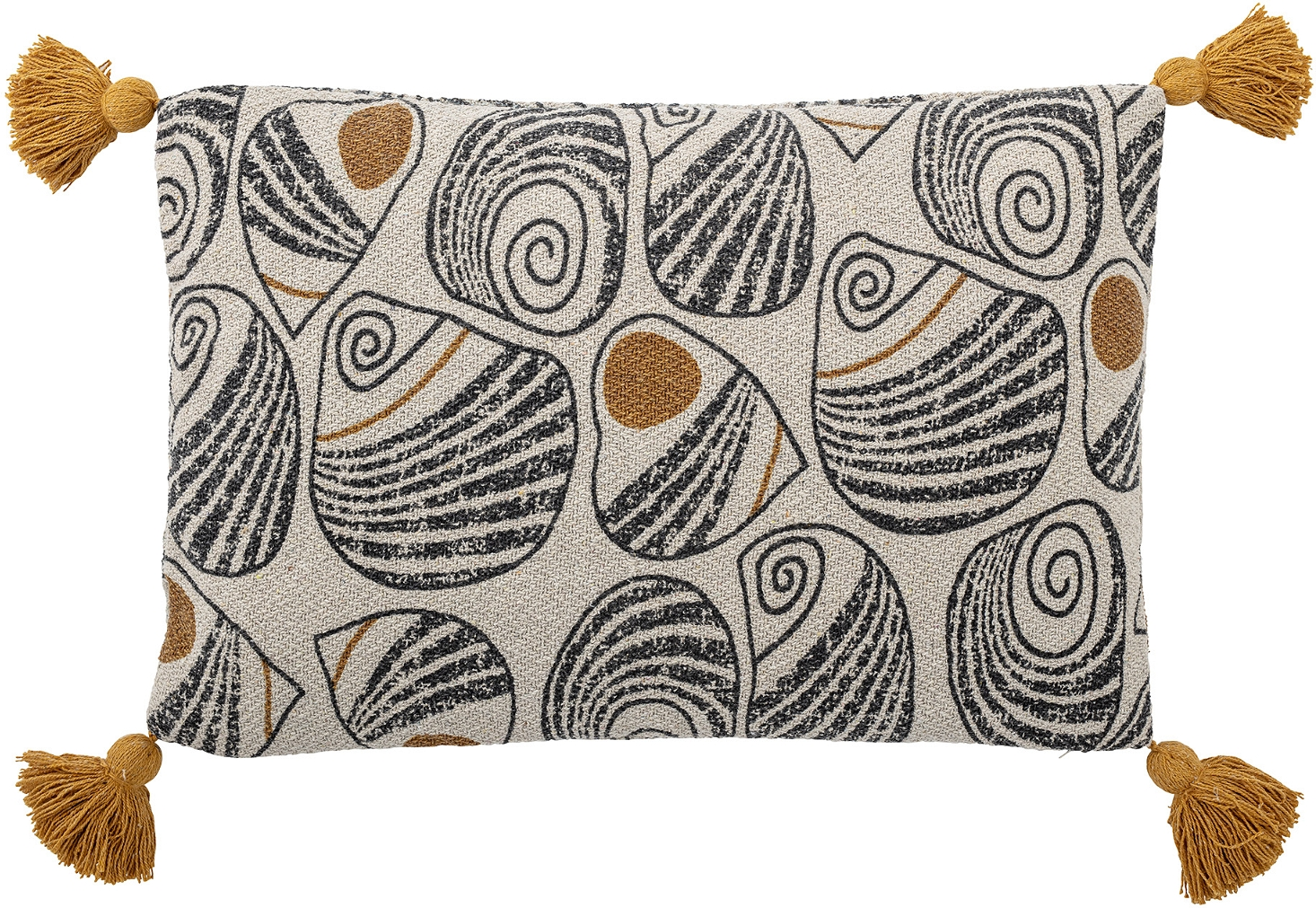 Pyntepude Bloomingville Giano Genbrugt Bomuld Abstrakte Spiraler Kvaster 40x60 Cm Gul