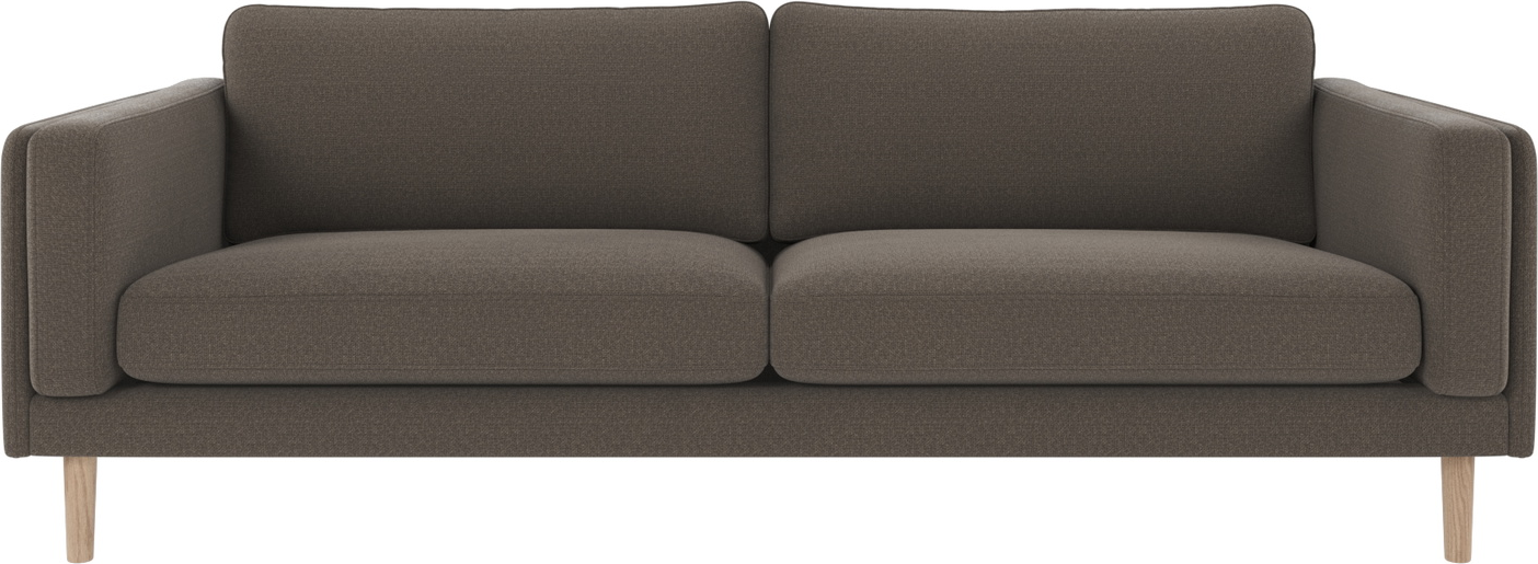 Rowico Braden -personers Sofa Mellemgrå Rita Stof Med Hvidvaskede Egetræsben Skandinavisk Design