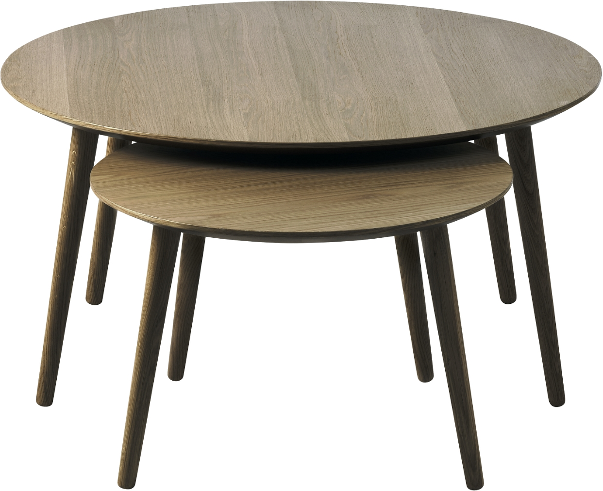 Runde Sofabordsæt Nordique Design Adda   Dele Røget Egetræ ø88 58 H45 41 Cm Fsc 70