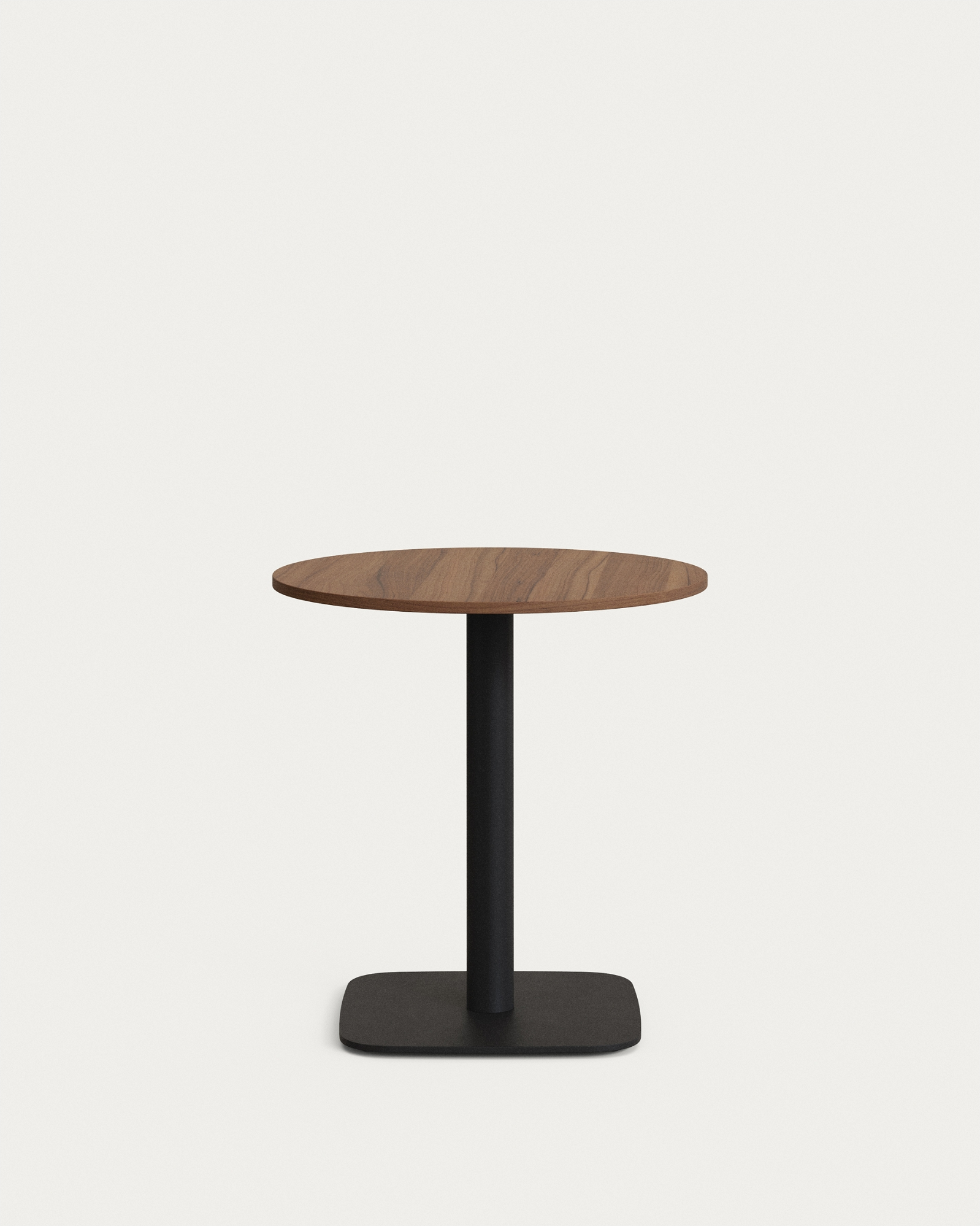 Rundt Barbord Kave Home Tiaret Naturfarvet Træ-look Med Sort Base ø69 H74 Cm