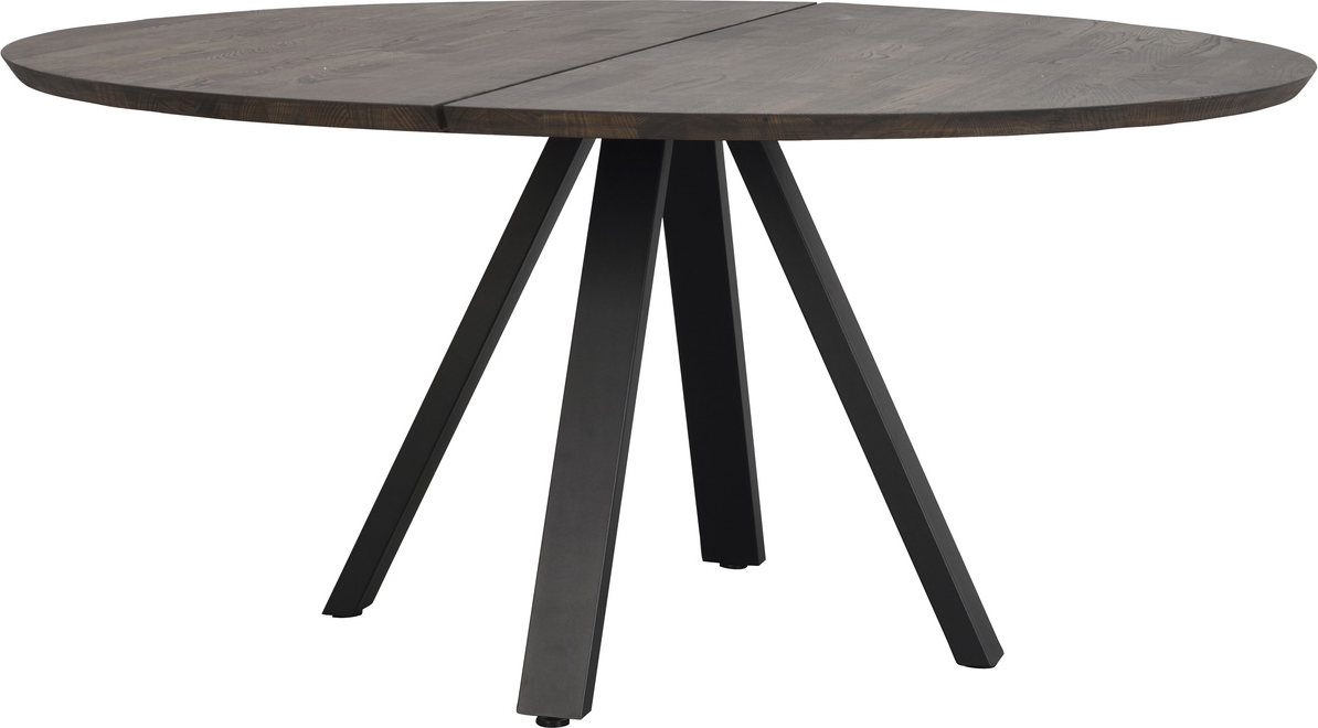 Rundt Spisebord Rowico Carradale ø150 Cm Massiv Olieret Egetræ Brun Med Sort  -ben Fsc 100