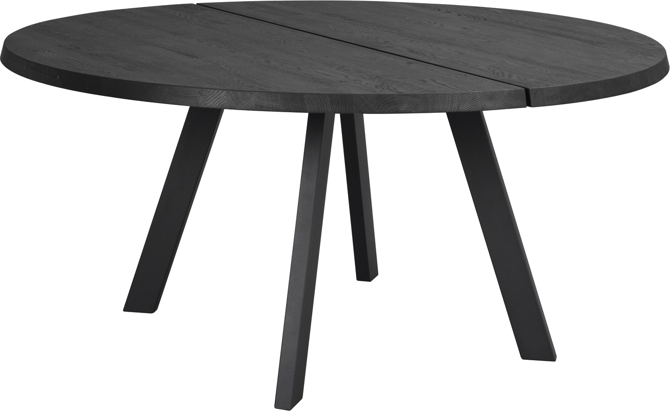 Rundt Spisebord Rowico Fred ø160 Cm Sort Lakeret Massiv Ask Fsc-certificeret Med Spinkle Metalben   Tidløs Nordisk Stil