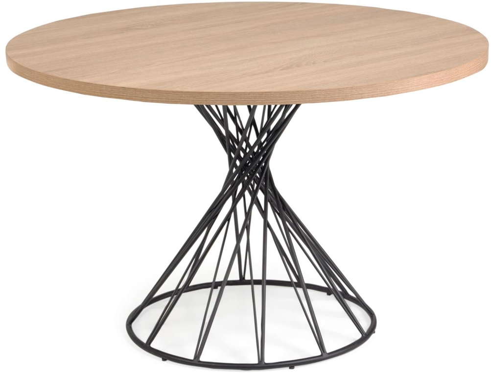 Rundt Spisebord Spisestuebord Kave Home Niut ø120 Cm Sort Natur Melamin Stål