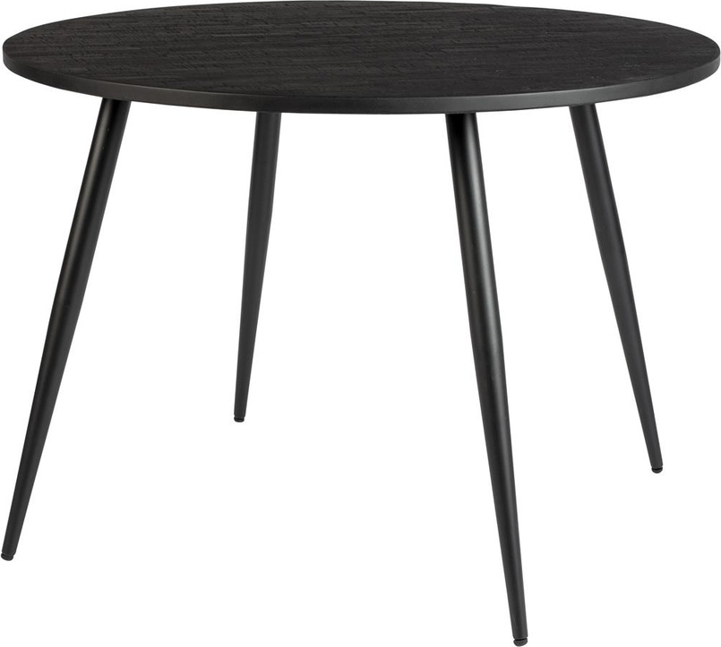 Elegant rundt spisebord i sortlakeret teaktræ ø110 cm