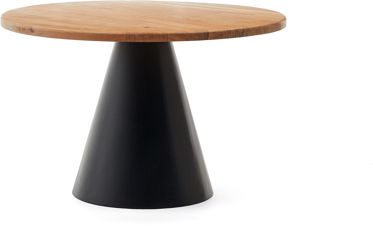 Rundt Spisestuebord Kave Home Wilshire Akacietræ Mat Sort Stål ø120 Cm
