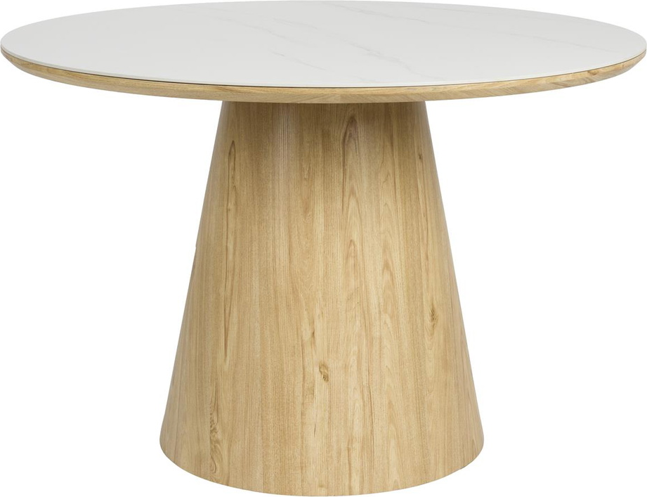Rundt Spisestuebord Almira - Hvid Marmorlignende MDF 115 cm