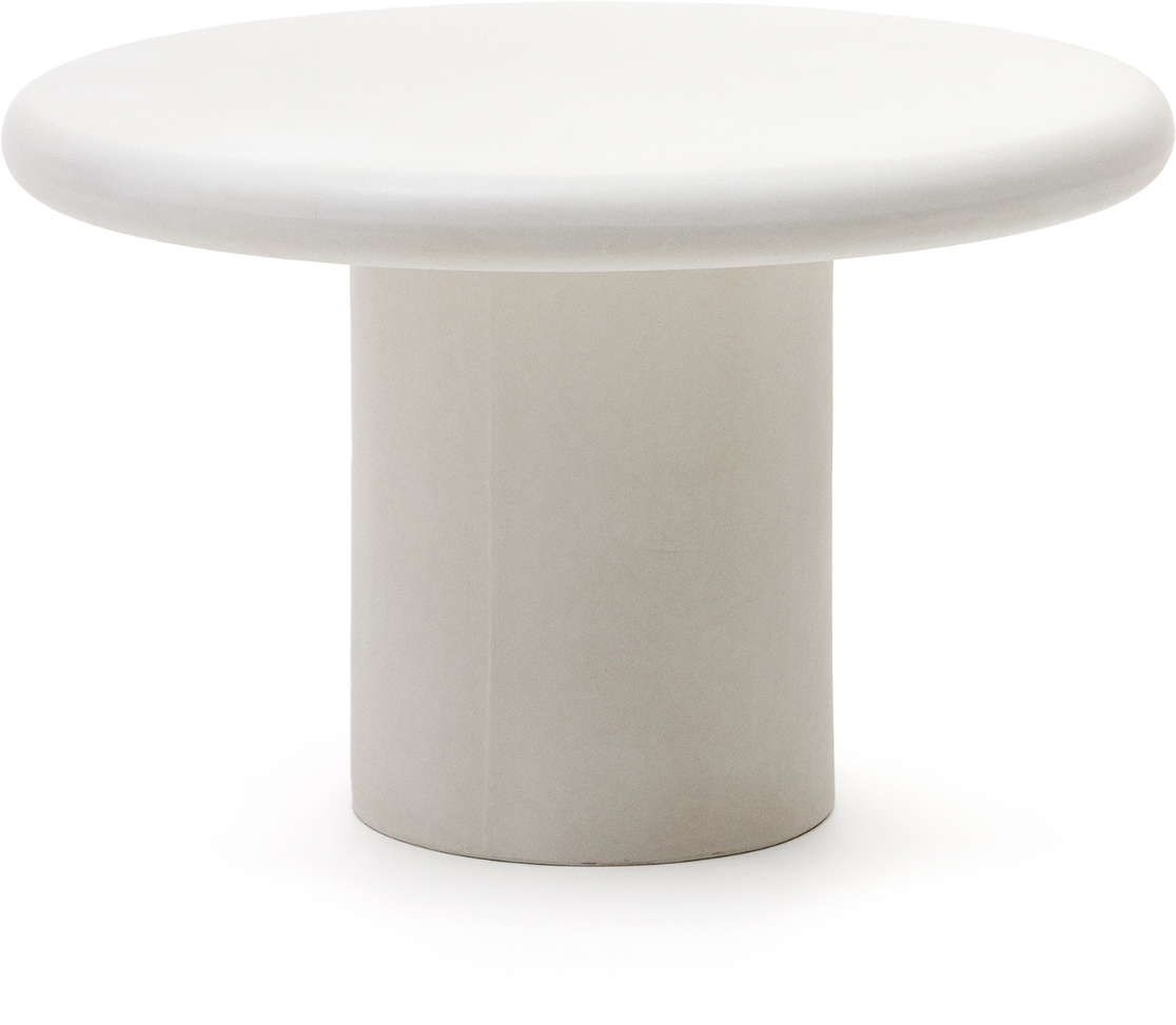 Rundt Udendørs Spisebord Kave Home Addaia Hvid Fibercement ø120 H76 Cm