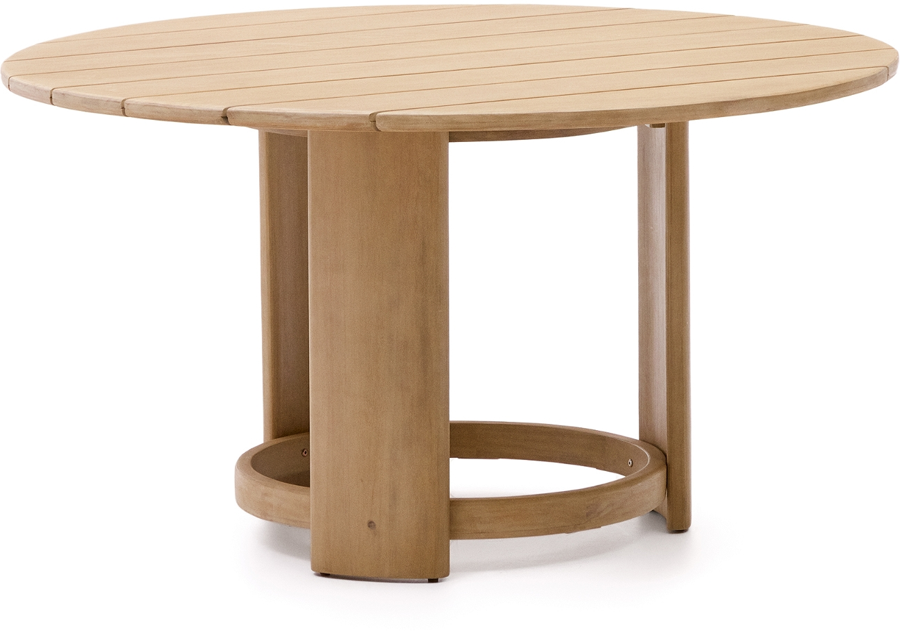 Rundt Udendørs Spisebord Kave Home Xoriguer ø140 Cm Massivt Eukalyptustræ Natur Fsc-certificeret