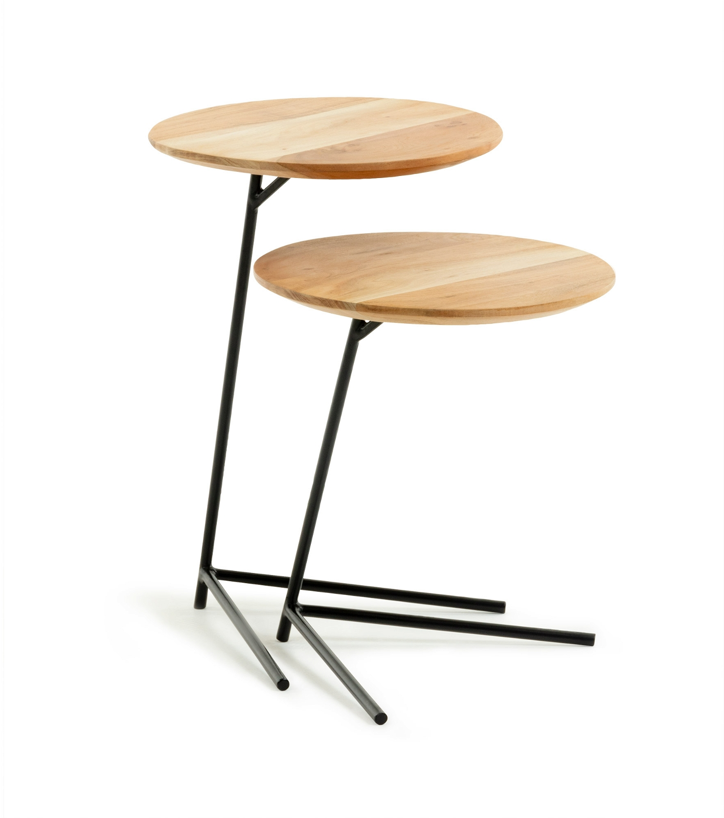 Sæt af 2 Elegante Sideborde i Akacietræ og Metal