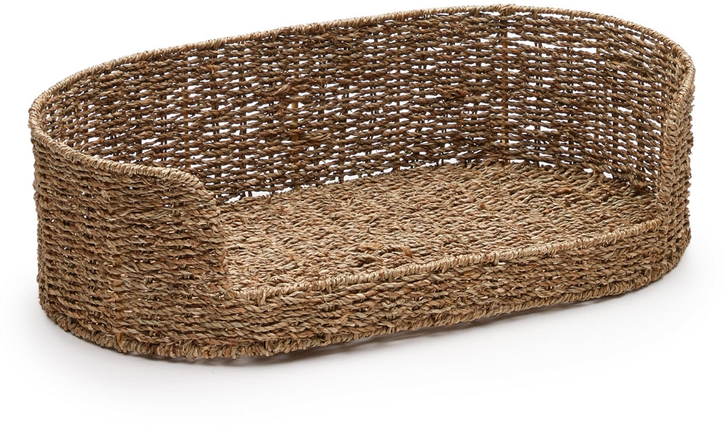 Seng Til Kæledyr Kave Home Fliicker Håndflettet 100 Søgræs Natur Rustik H17xb35xl60 Cm