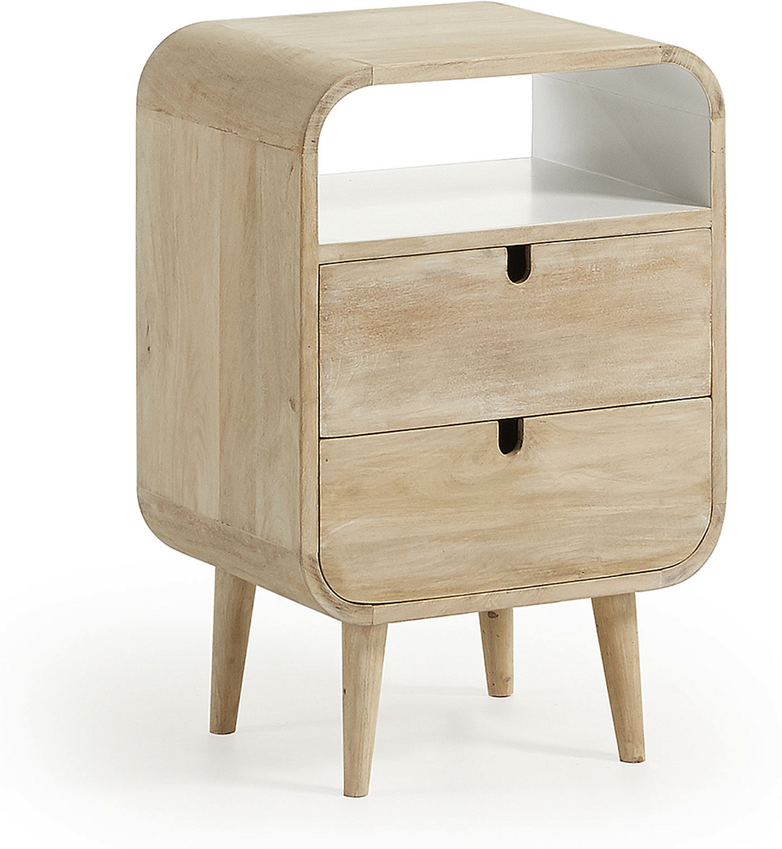 Sengebord Georg   Kave Home Massivt Mangotræ Med Hvidlakeret Bordplade  H60ã B30ã L40 Cm
