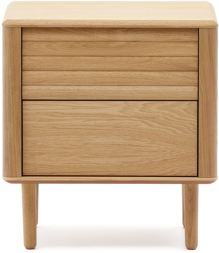 Sengebord Kave Home Lenon Natur Egetræ Skuffer Push-open Nordisk Design H55 B50 D38 Cm