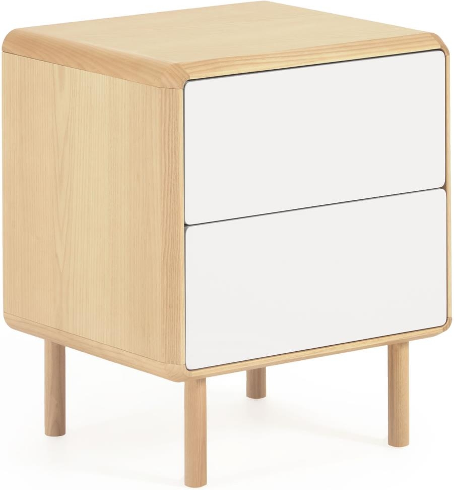Sengebord Natbord Kave Home Anielle Askefiner Og Massiv Ask Natur Grå 58 4ã 45ã 50 Cm