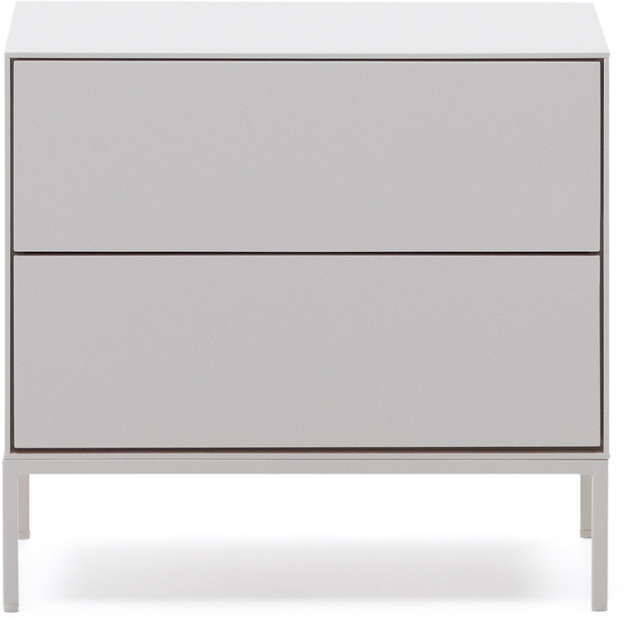 Sengebord Natbord Kave Home Vedrana Hvid Nordisk Design Med Skuffer Og Justerbare Ben H55xb40xl60 Cm