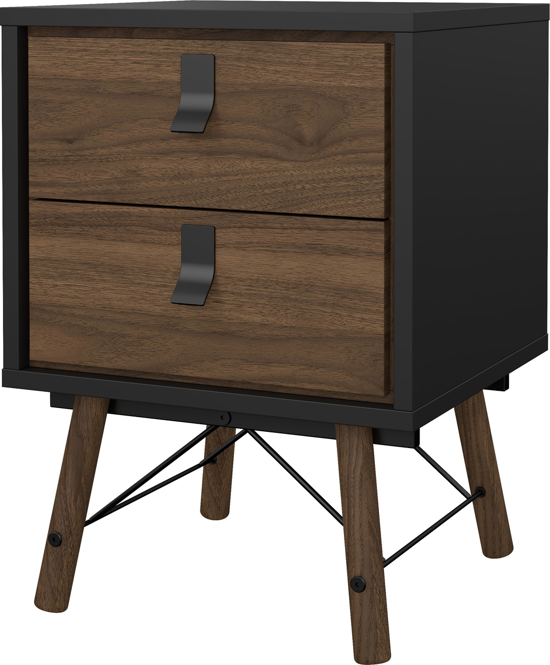 Sengebord Vesterholm Askø Natbord Valnød Mat Sort Skuffer Danskproduceret Fsc H59 B43 D40 Cm