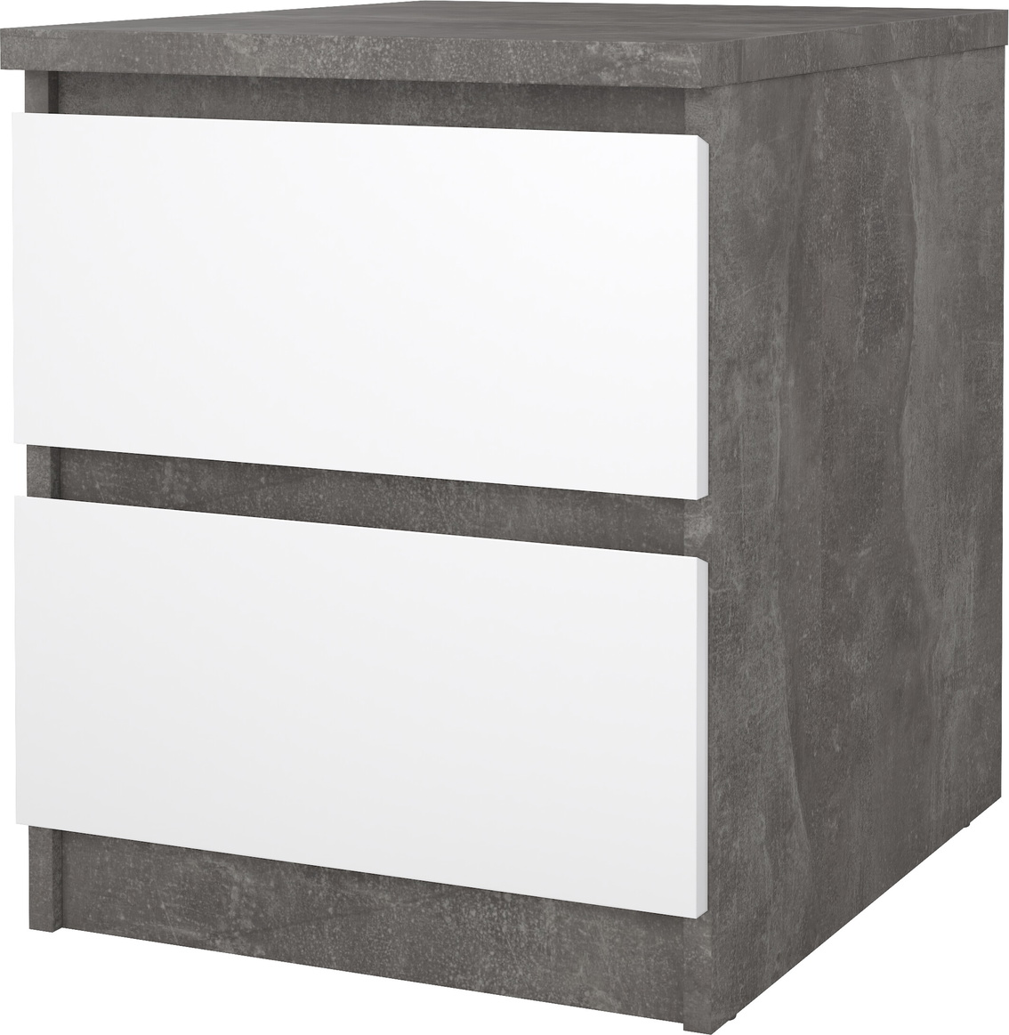 Sengebord Vesterholm Naia Natbord  Oxid Beton Hvid Højglans    Skuffer  Fsc  H49 5ã B40 4ã D50 Cm