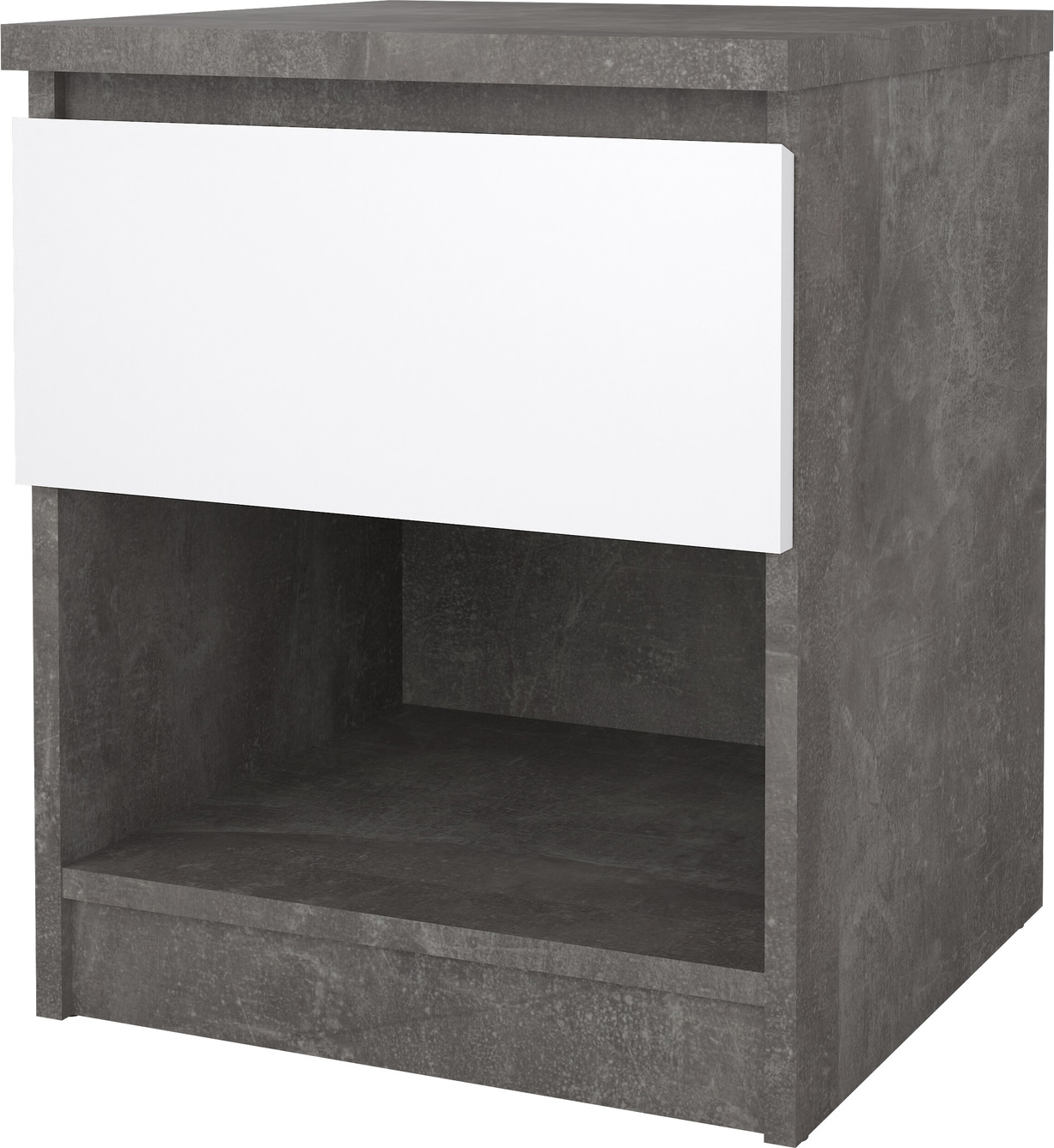 Sengebord Vesterholm Naia Oxid Beton Hvid Højglans Natbord Lakeret Spånplade H49 5ã B40 4ã D40 Cm